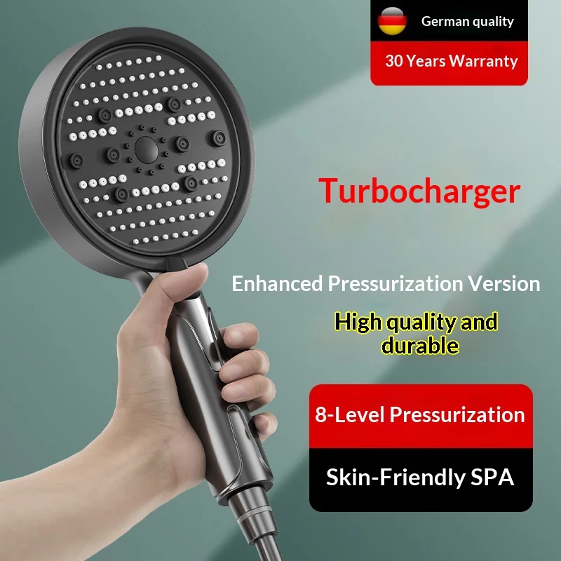 Shower Head, Pressurized Water Outlet, Handheld Shower Head, Dual-purpose with Spray Gun, Drop-proof Handheld Shower