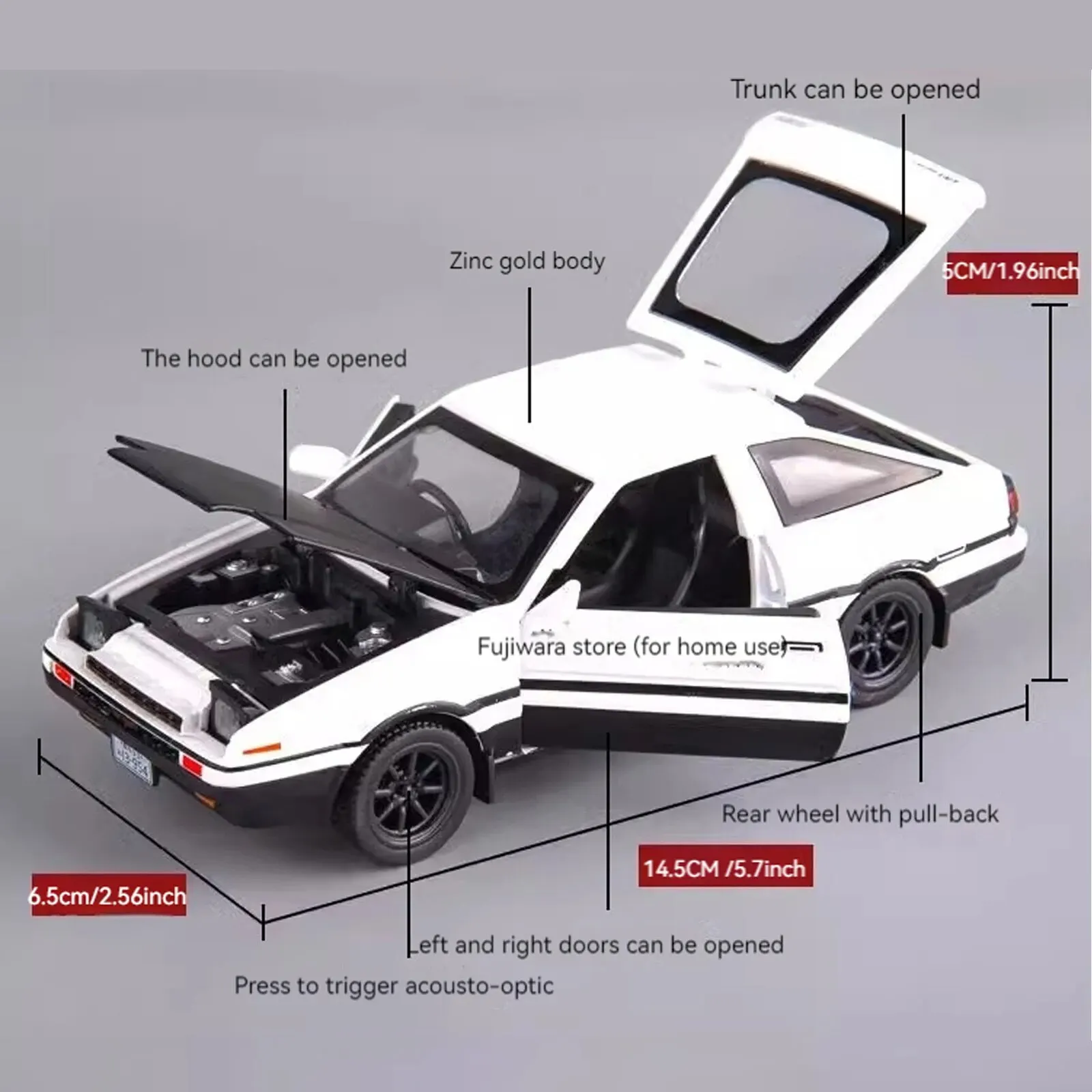 1:32 Mzexoma Initial D Trueno AE86 Alloy Diecast Car Model, Sports Car Toys for Kids and Adults Vehicles Toy Cars