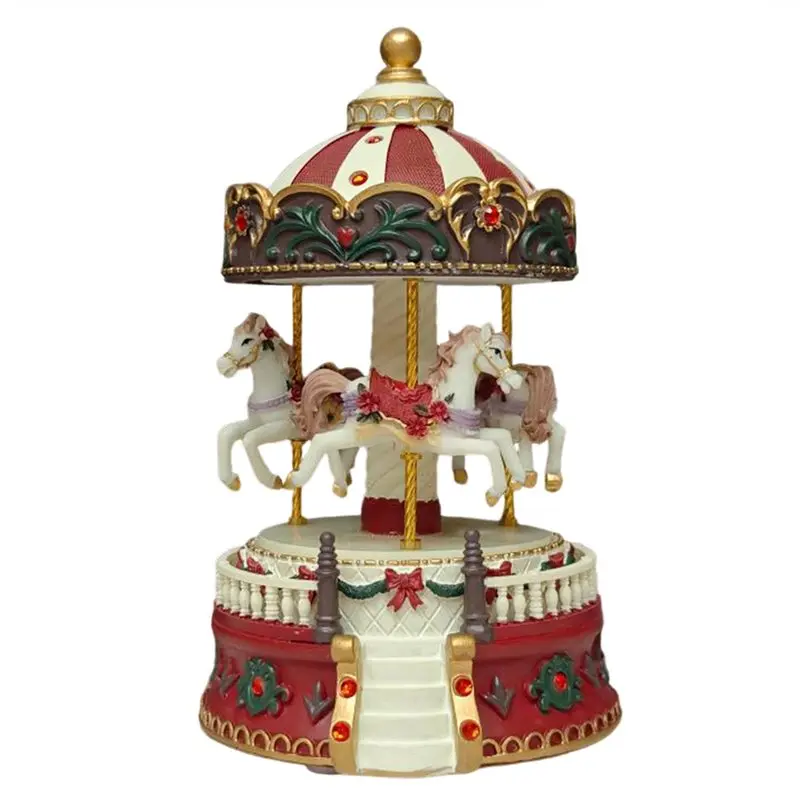 

Музыкальная шкатулка-карусель из смолы, ручная роспись, винтажная, вращающаяся, для подарка на Рождество и День рождения