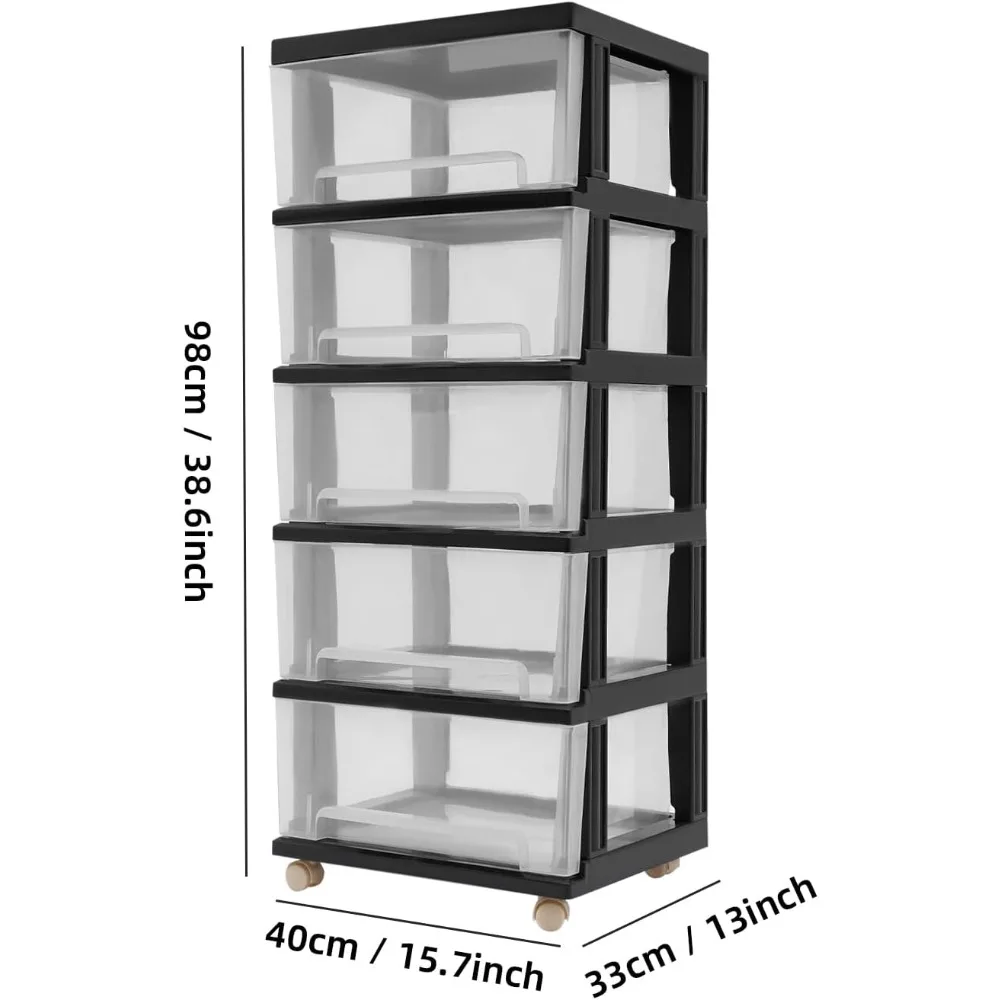 Plastic Drawers Dresser with 5 Layers Cabinet Organizer Box for Organize Books Drawing Jewelry Cosmetics Towels Textbooks