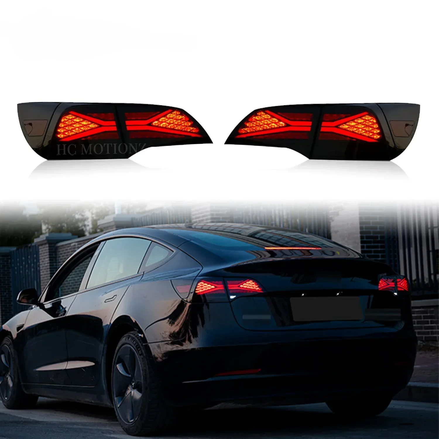 Car Accessories Back Lamps 2017-2021 Full LED Tail Lights For Teslas  Model 3 Model Y With DRL Start Up Animation