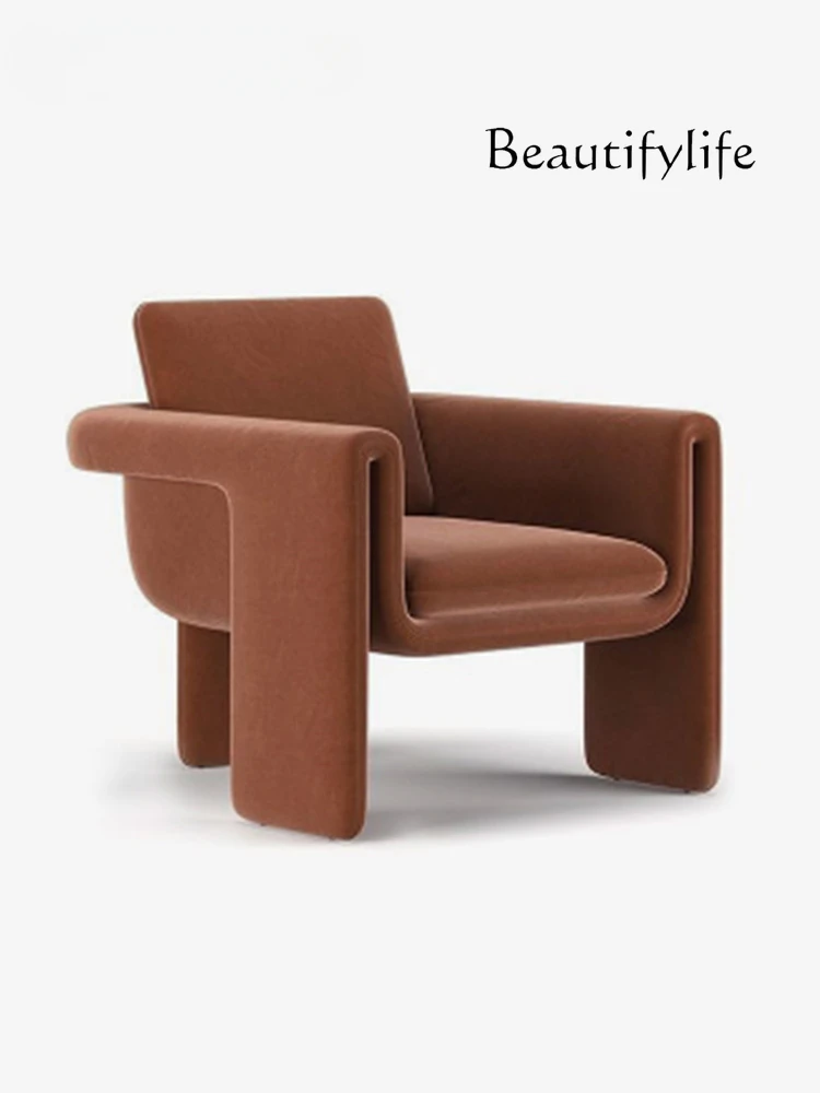 Italian Minimalist Velvet Single-Seat Sofa Chair Designer Model Light Luxury Exhibition Hall Villa Leisure Chair