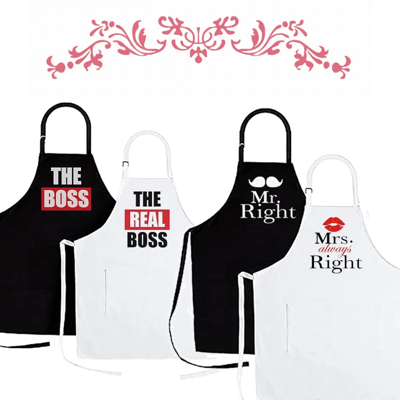 2-Pack Adjustable Bib Apron with Pockets Set Kitchen Couples Gift Set for  Weddings Anniversaries Cooking Kitchen decoration