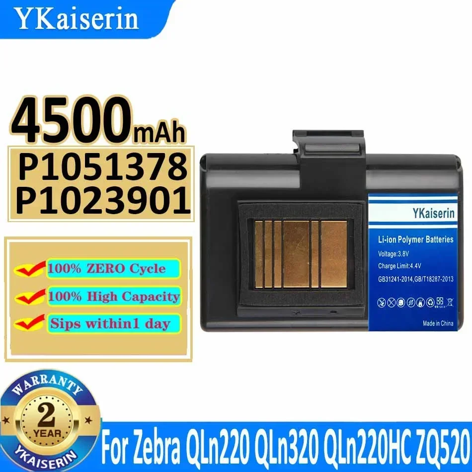 

Мощный аккумулятор YKaiserin 4500 мАч P 1051378 П 1023901 Для Zebra QLn220 QLn320 QLn220HC ZQ520 Сменный аккумулятор