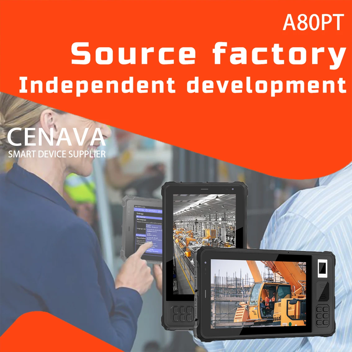 CENAVA 8 Inch Front Physical Keys NFC Biometric Fingerprint Handheld Industrial Rugged Android Tablet Ip68