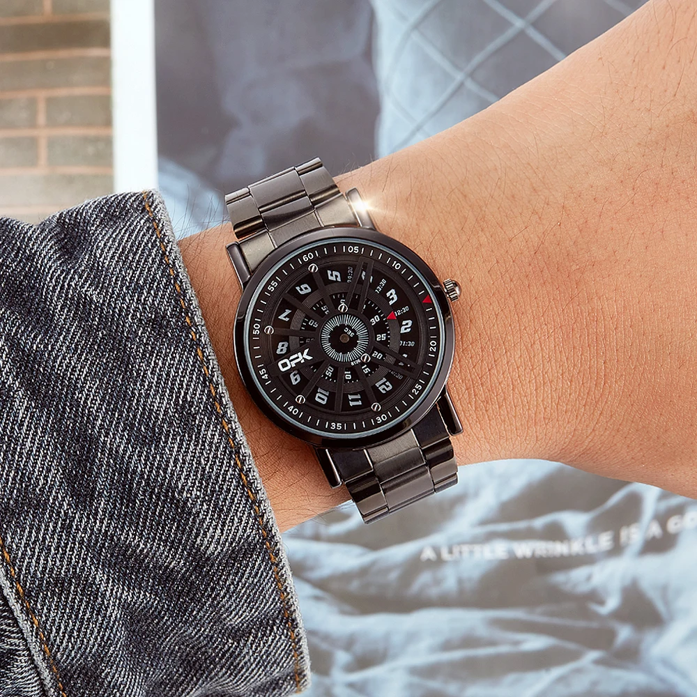OPK Erkek Saat Moda klasik Paslanmaz Çelik erkek Kuvars Kol Saati Su Geçirmez çok fonksiyonlu İzle Marka Reloj Hombre