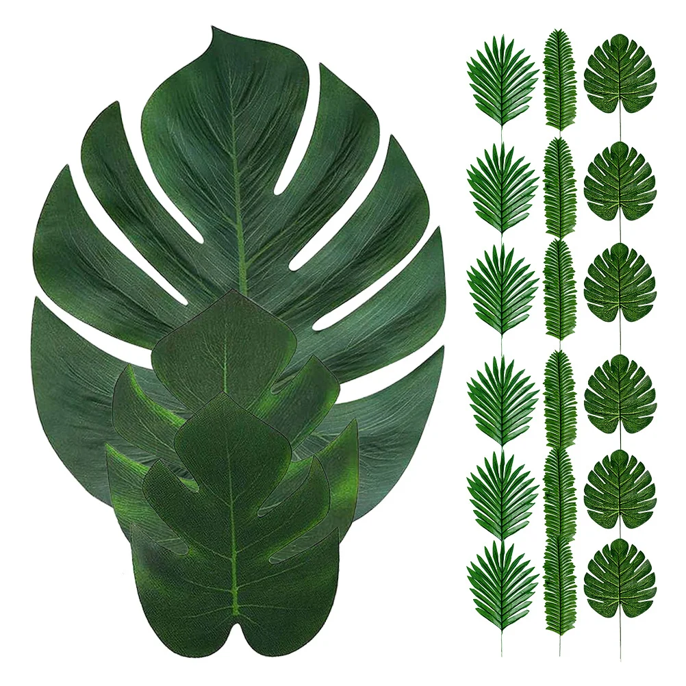 60 قطعة أوراق Monstera الاصطناعية أوراق الزخرفية للمنزل حفلة الاستوائية موضوع Diy بها بنفسك أوراق وهمية محاكاة ورقة الزينة