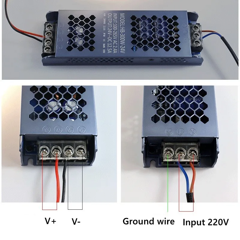 Transformadores de CA y CC de 220V A 12V y 24 V, fuente de alimentación conmutada de 500W, 12V y 24 V, Superfina de 12 y 24 V, 60W, 100W, 200W,