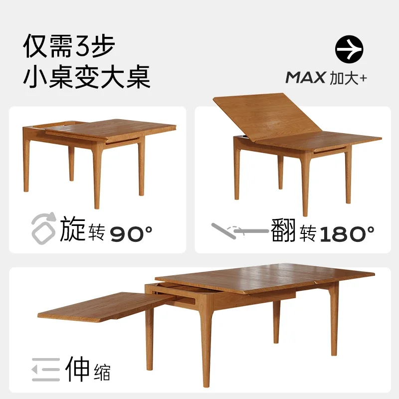 Folding dining table household small apartment solid wood dining table and chairs are simple