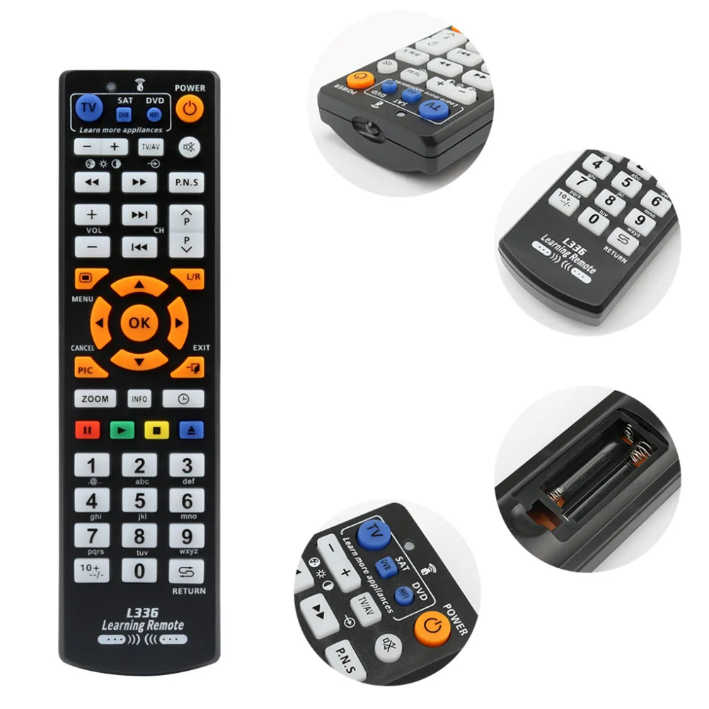 High Quality Universal Smart L336 IR Remote Control With Learning Function Copy for TV CBL DVD SAT STB DVB HIFI TV BOX VCR STR-T