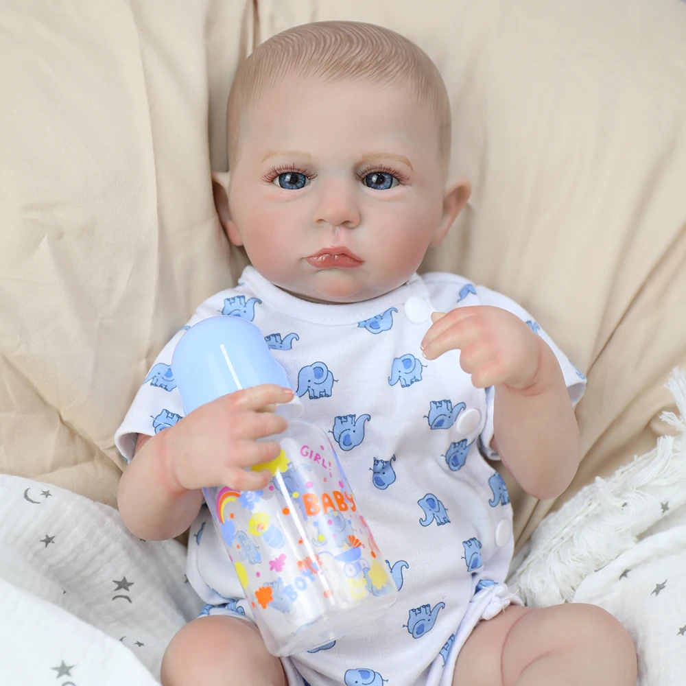 18inch Cameron Bebe Reborn Baby Dolls Boy Lifelike 3D Skin Painted Hair Realistic Vinyl Doll Collectible Art Doll for Girl Gifts