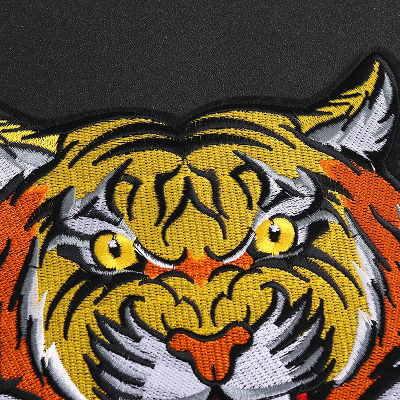 Tiger head size: 20x17.5cm Patch Embroidered Applique Sewing Clothes Apparel motorcycle jacket Accessories Badges