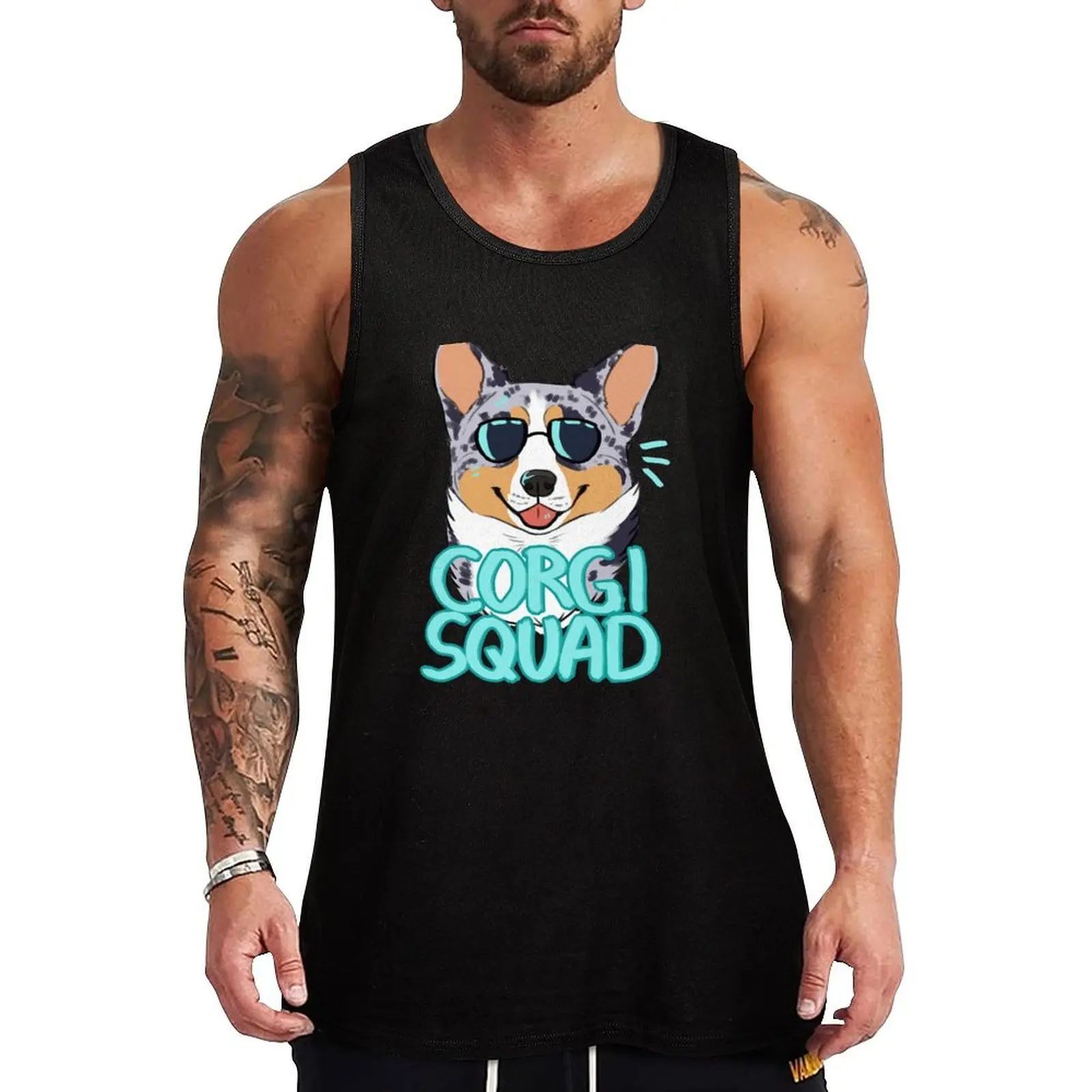 

CORGI SQUAD (merle tricolor) Tank Top Outdoor Work Tank Top Rugged Sleeveless Wear