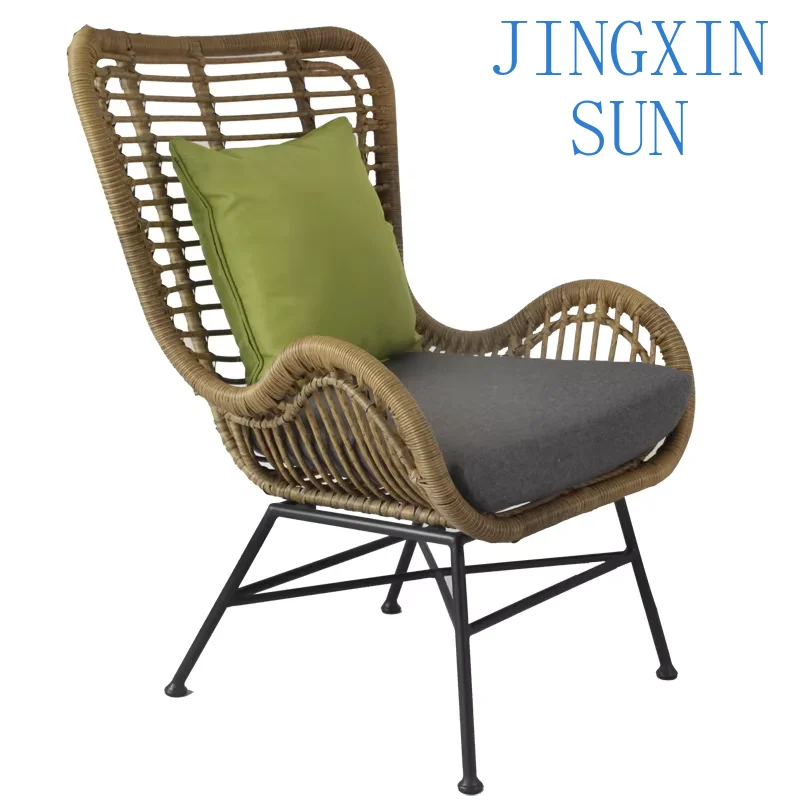 Outdoor Steel Rattan Garden Chair Patio Furniture Dining Chair Steel Garden Armrest Chair