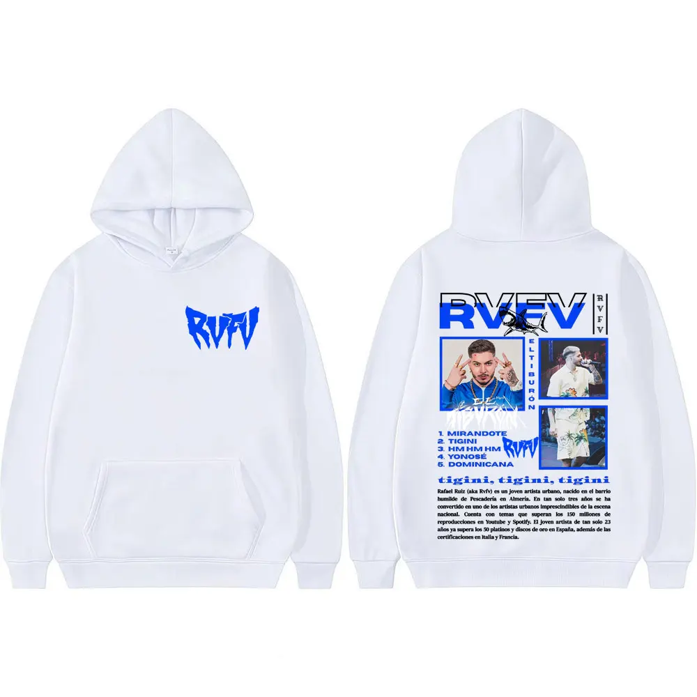 Rapper RVFV Eltiburón Tour Album 2025 Cover Hoodies Männer Langarm Casual Hoodie Mode Vintage Pop Musik Übergroßes Sweatshirt
