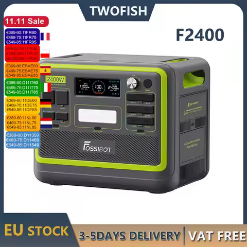 Fossibot FOSSiBOT F2400 Portable Power Station, 2400W Output Power Generator 640000mAh LiFePO4 External Battery, Outdoor Indoor Work Camp