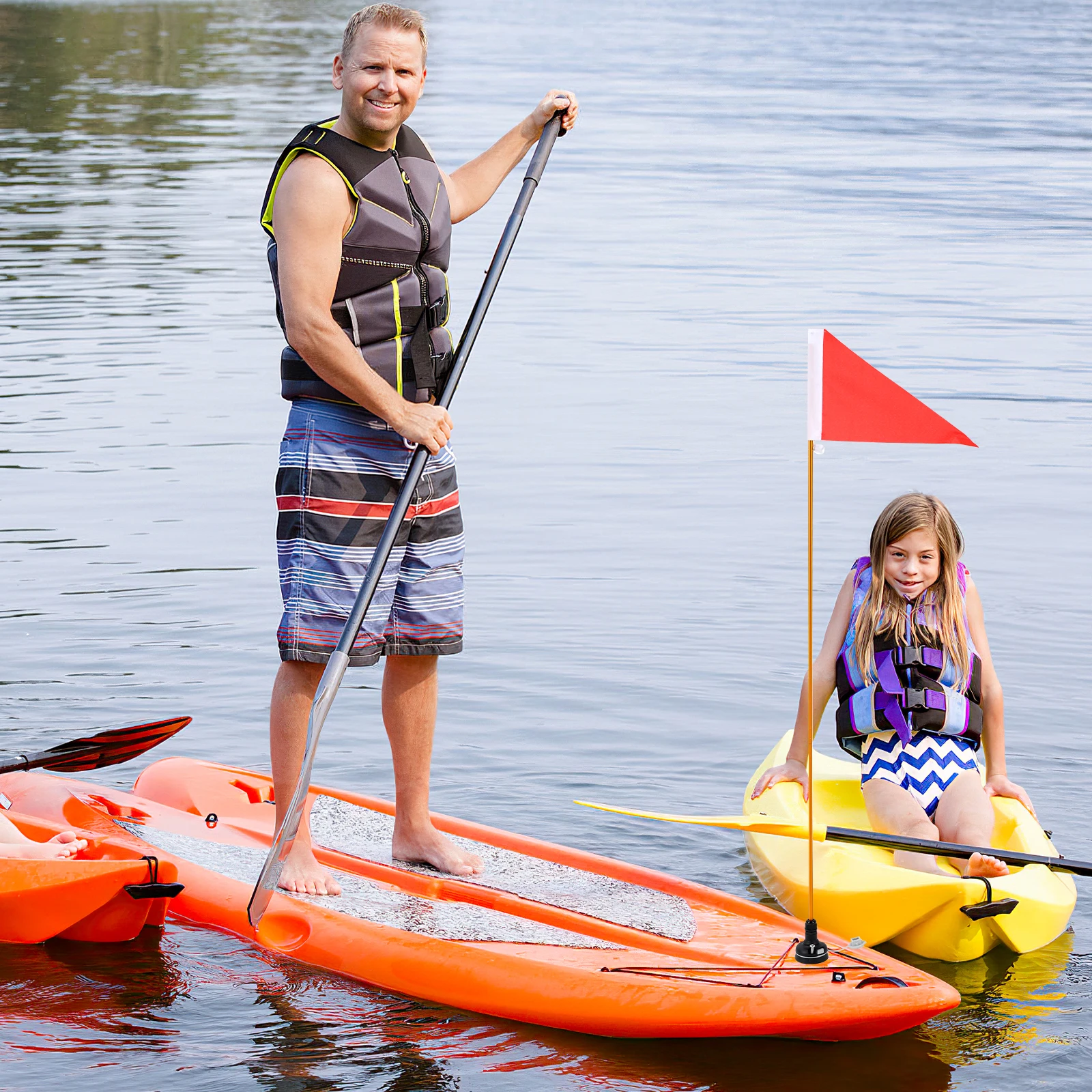 

1 set 1 Set Warning Boat Folding Safety Flag Professional Kayak Flag Ship Supply Durable Material Bright Color Easy Install