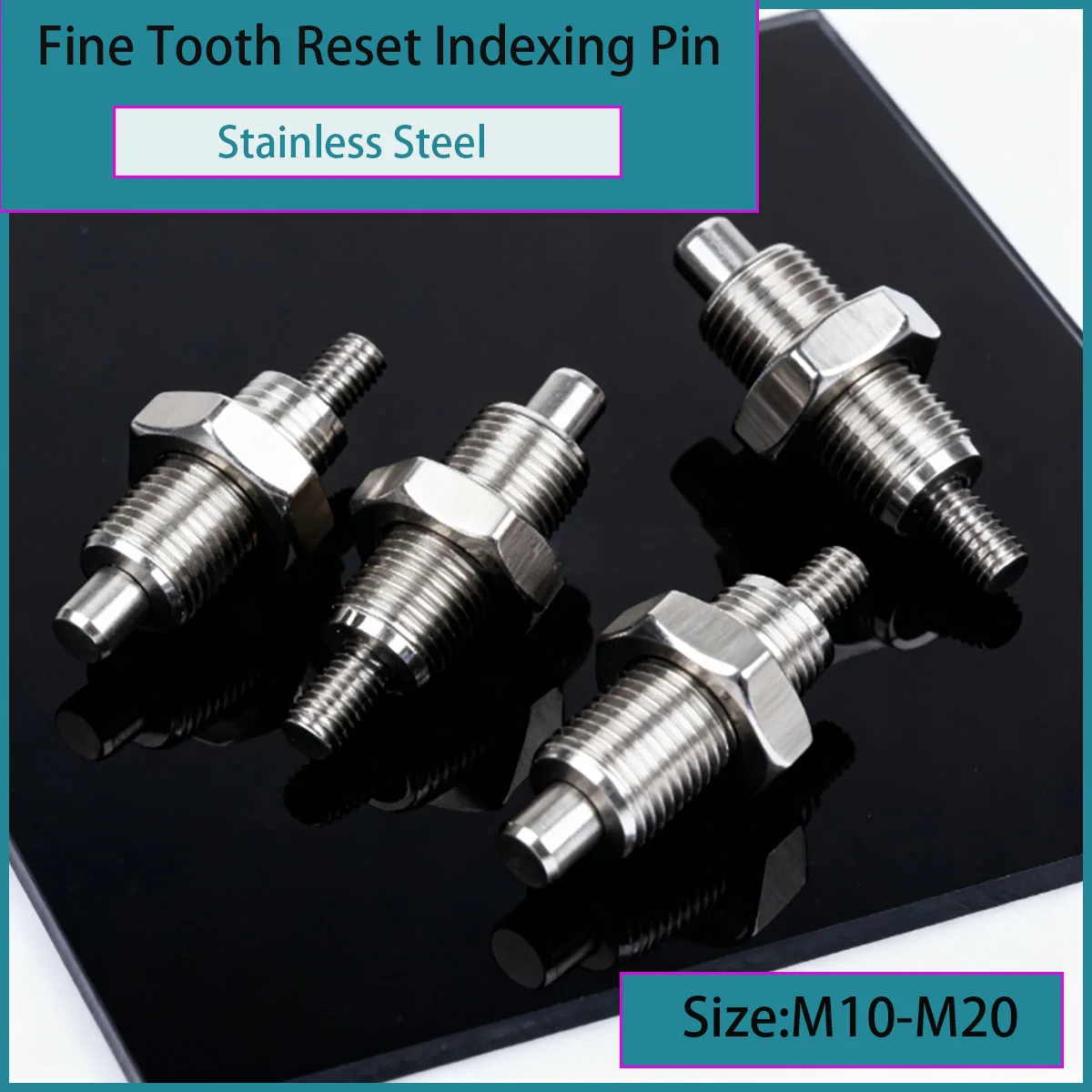 M10-M20 All Stainless Steel Knob Free Fine Tooth Reset Indexing Pin Knob Plunger