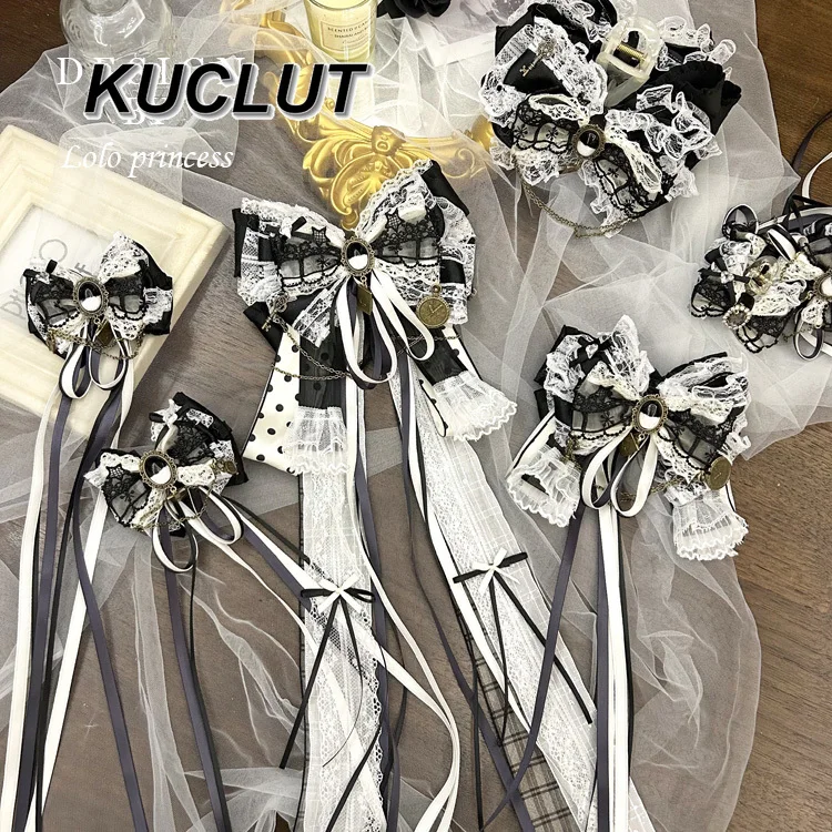 

Lolita New Headwear Femme Handmade Hair Accessories for Women Black and White Sweet Lace Hair Clip Cute Girls Hairpin