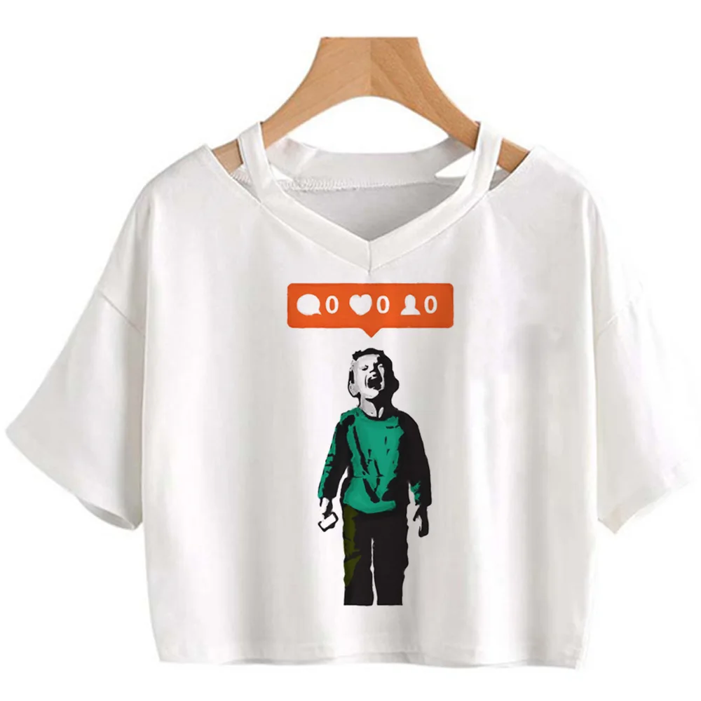 Banksy Tee women streetwear Japanese comic t shirt girl 2000s streetwear clothes