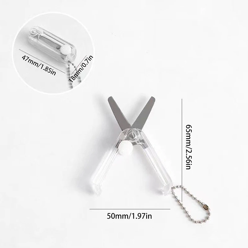 Mini forbici piccole trasparenti Color caramella pieghevoli forbici telescopiche per cancelleria con ciondolo sicurezza Scrapbook forbici studente