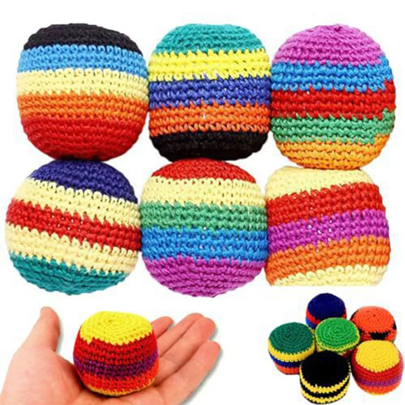 1/6PCS Handmade Knitted Hacky Sack, 2026 Upgraded Crochet Footbag Juggling Balls, Geometric Pattern for Adults Beginners