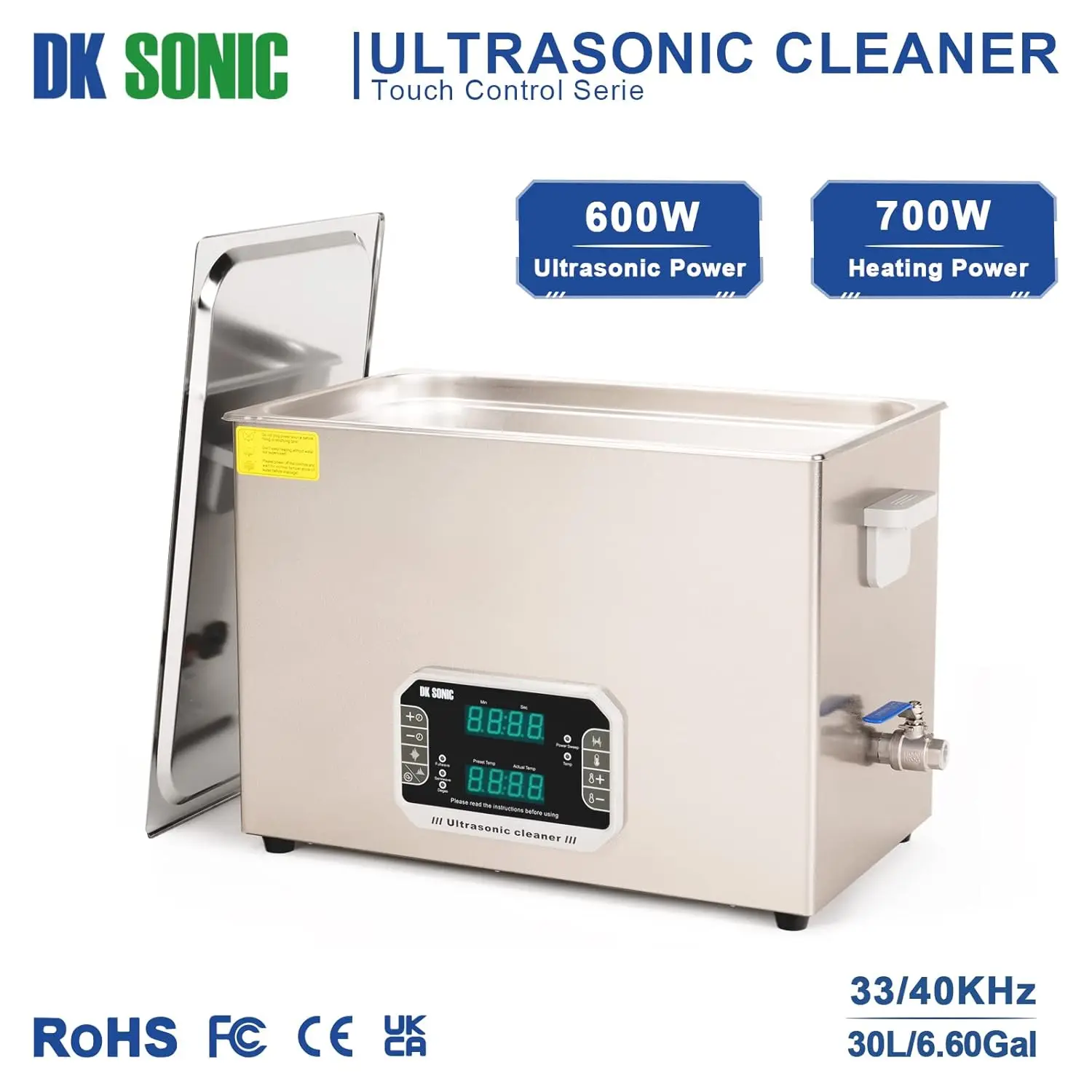 Cleaner with Heater,Digital Timer and Basket Multiple Cleaning Mode for Lab Tools, Metal Parts,