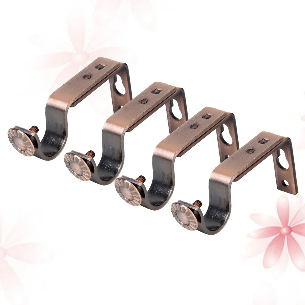 ขายึดราวม่านแบบปรับได้ 4 ชิ้น สีบรอนซ์วินเทจ ทำจากเหล็ก ติดผนัง ใช้ได้กับราวม่านขนาด 18-22 มม. พร้อมสกรู
