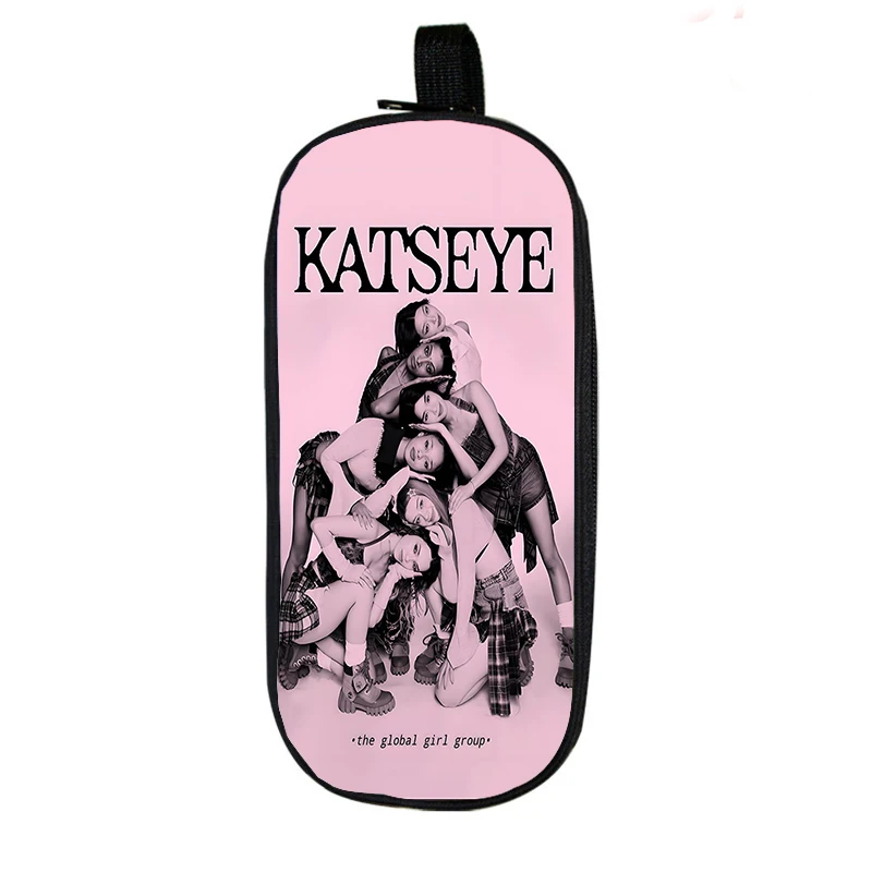 Kpop Idol Katseye Pencil Case Kpop Girl Group Pen Bag Women Cosmetic Bag Students Big Capacity School Supplies Zipper Pencilcase