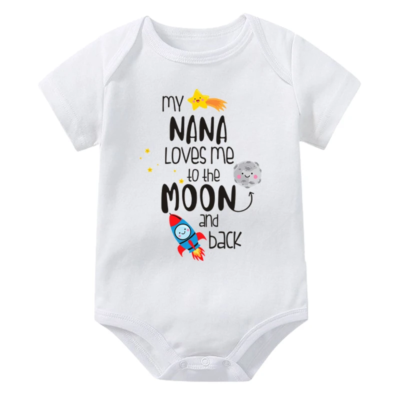 Baby Bodysuits My Nana Loves Me To The Moon And Back Print Baby Romper Toddler Jumpsuit Girls Boys Cute Clothes Newborn Playsuit