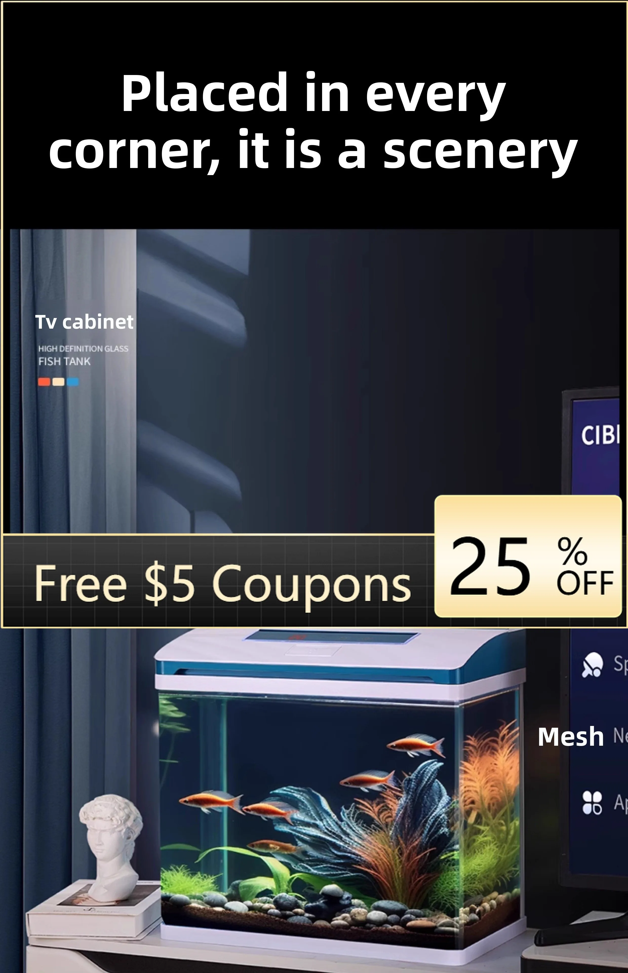 

D1 Smart Fish Tank Small Living Room Glass Ecological Filter Oxygen Generator Integrated Landscaping Aquarium