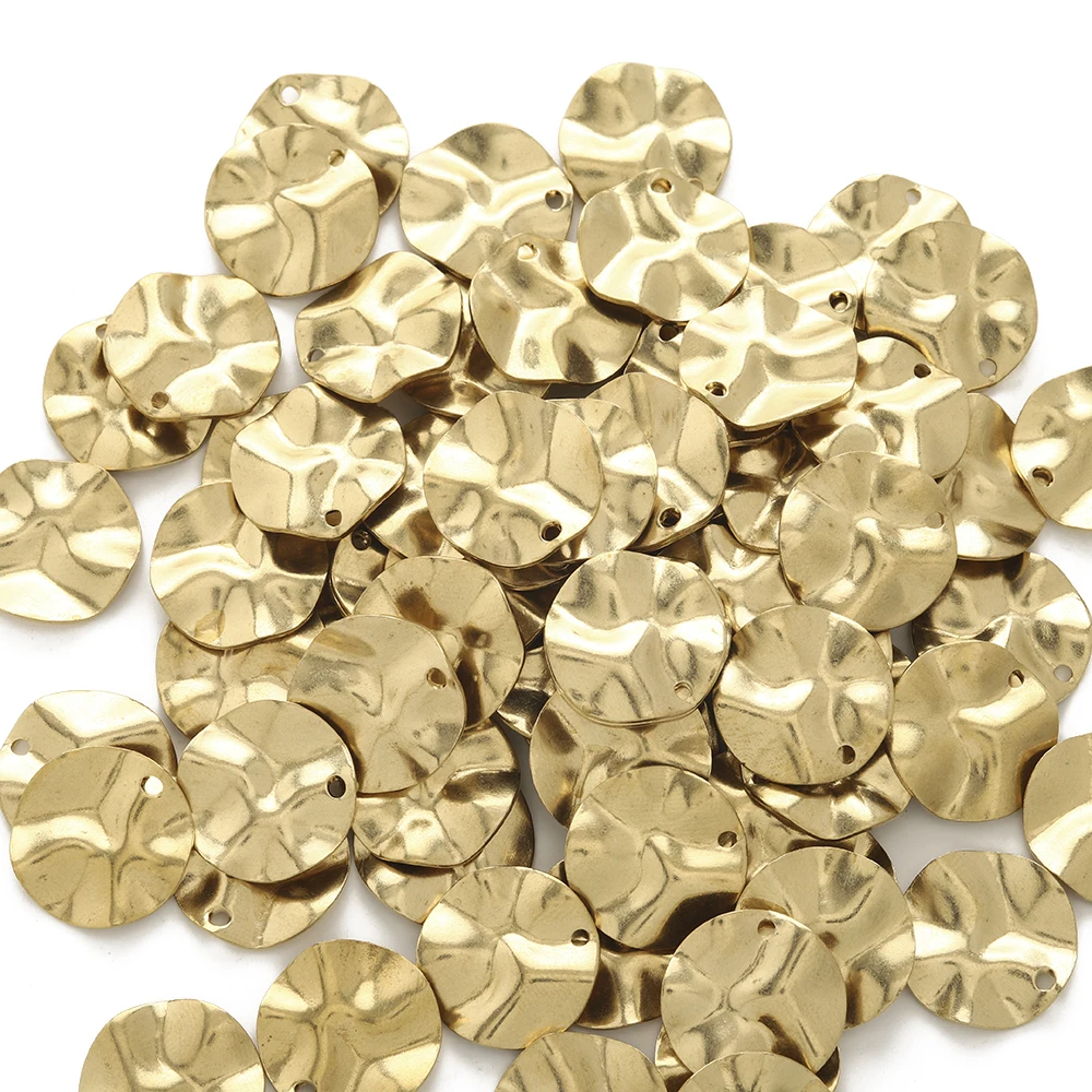 

50Pcs Raw Brass Curved Irregular Round Disc Circle Charm Pendant for Diy Earrings Necklace Bracelet Jewelry Making Findings