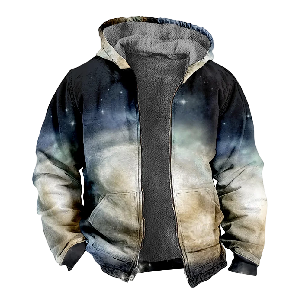 Chaquetas de invierno para hombre, abrigos, ropa de algodón con patrón de cielo estrellado, abrigo, baile de estilo pijo sofisticado