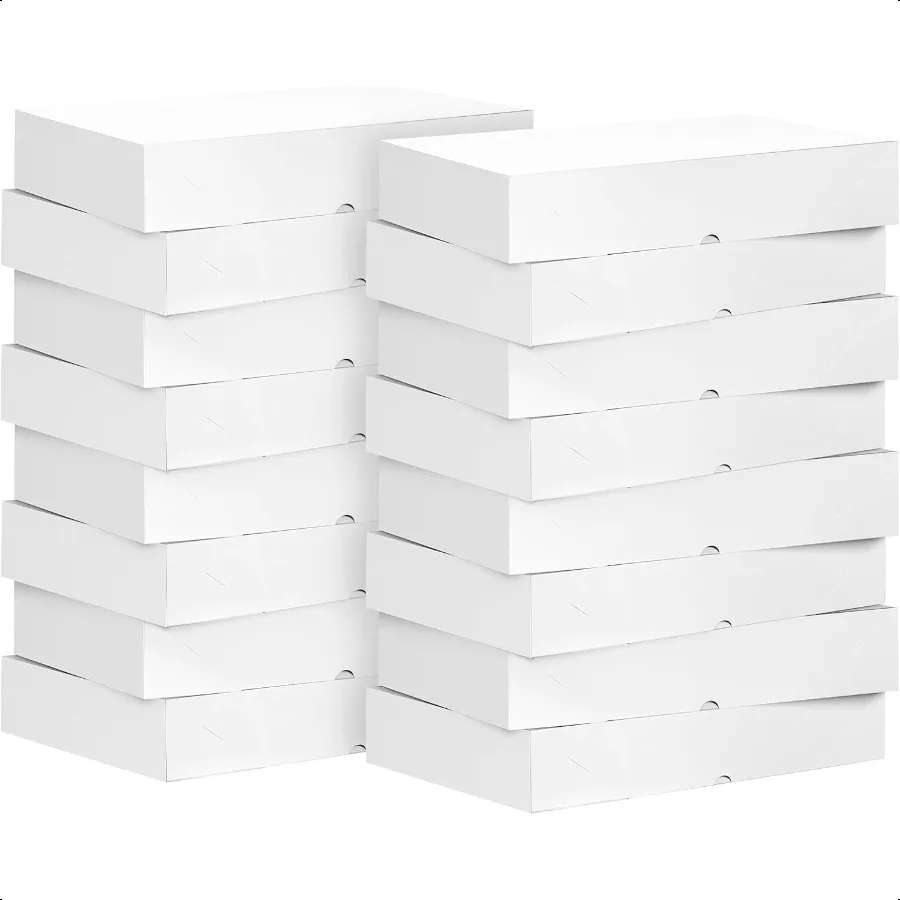 

16 Pack Large Gift Boxes with Lids 17 x 11 x 4 Inches Extra Deep White Gift Boxes for Presents Auto Popup Clothes Box for Robes