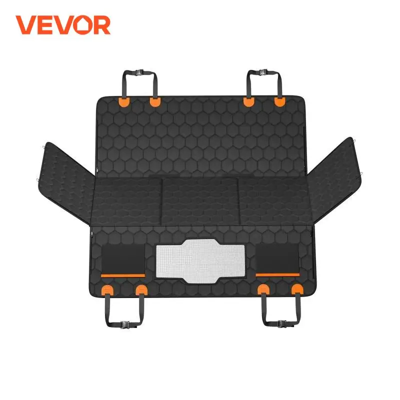 VEVOR Back Seat Extender Dog Car Seat Cover for Back Seat Bed with Mesh Window and Storage Pocket Supports 350lbs Dog Hammock