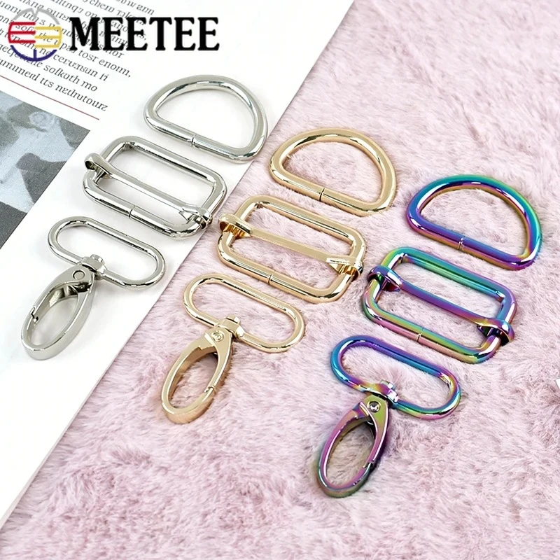 

5/10Sets 16-38mm D Ring Metal Buckles Bag Tri Glide Slider Carabiner Clip Pet Collar Swivel Lobster Clasp Hardware Accessories