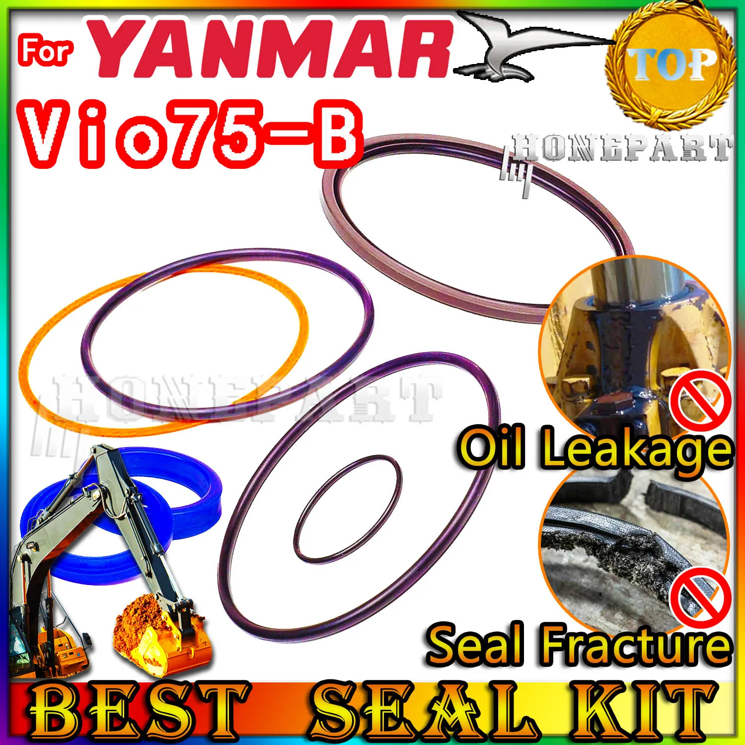 

For Yanmar Vio75-B Oil Seal Repair Kit Boom Arm Bucket Excavator Hydraulic Cylinder Vio75 B Regulator Injector Foot PPC Loader