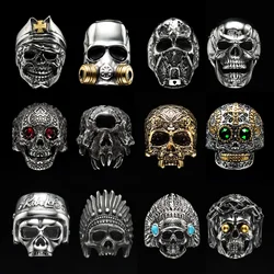 Various Skull Rings 316L Stainless Steel Men Skulls Ring Simple Skeleton Punk Rock Party for Rider Male Friend Jewelry Best Gift