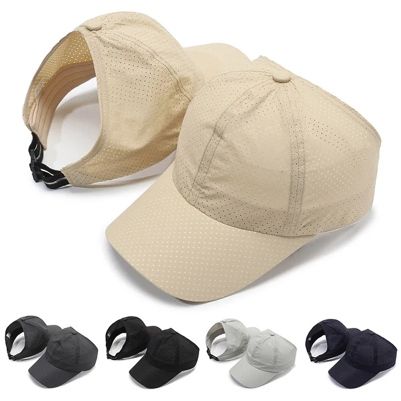 2023 New Full Mesh Breathable Sunscreen Baseball Caps Empty Top Hat Women High Ponytail Caps Outdoor Sports Quick Drying Sun Cap