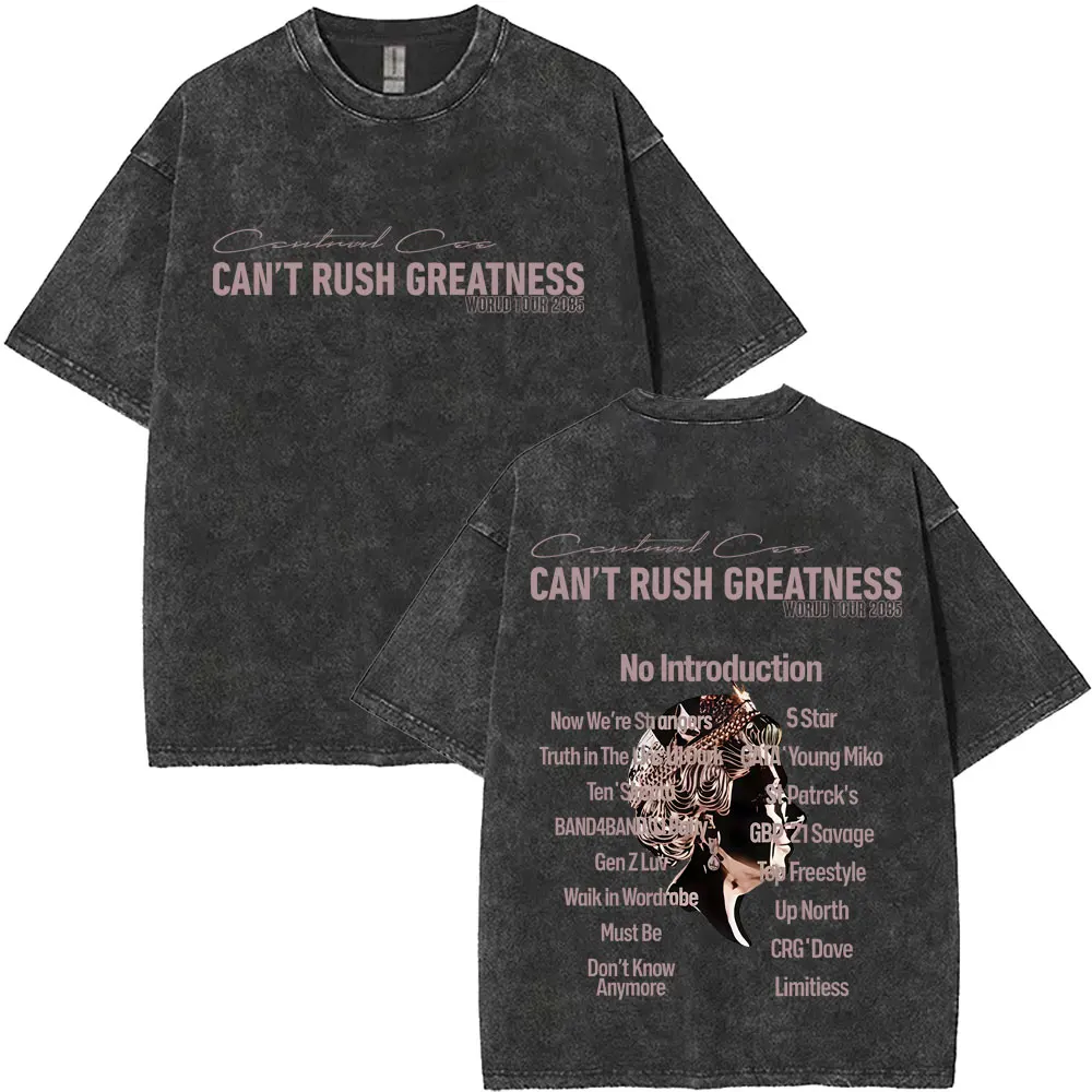 

Washed Vintage Rapper Central Cee CAN'T RUSH GREATNESS World Tour 2025 Merch T-shirt Men Women Hip Hop Fashion Pop Music T Shirt