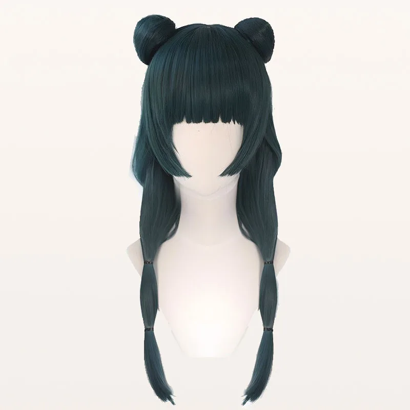 شعر مستقيم بسحاب مزدوج باللون الأخضر الداكن مع أو بدون خيارات العبوة، همسات فتاة الصيدلة، شعر مستعار لعب القط الأنيمي #4