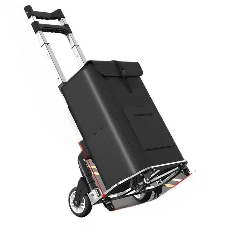

Shopping cart folding light hand pull trailer aluminum alloy telescopic rod household shopping trolley
