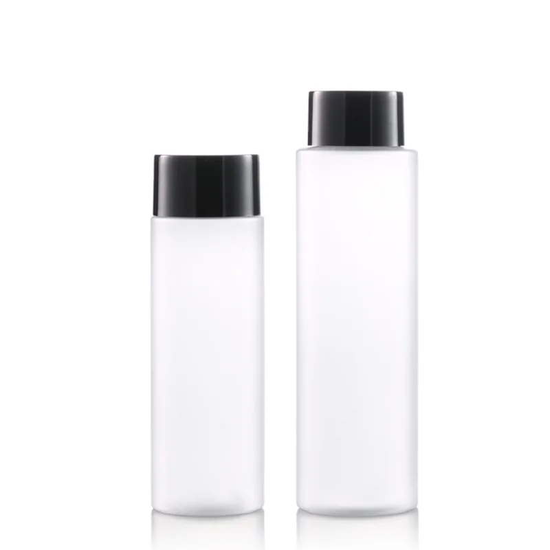 

20pcs Toner Bottle 100ml 200ml PET Plastic Frosted Cosmetic Facial Water Container Shiny Black Screw Lid Refillable Bottle