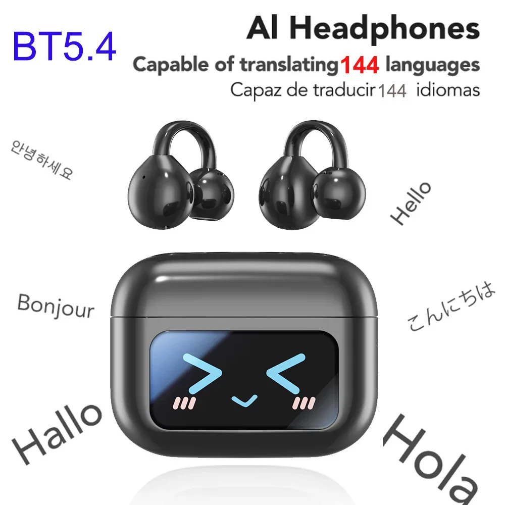 سماعات بلوتوث لاسلكية، سماعات ترجمة Ai، سماعات أذن ترجمة بشاشة تعمل باللمس، تستخدم للسفر والاجتماعات والرياضة