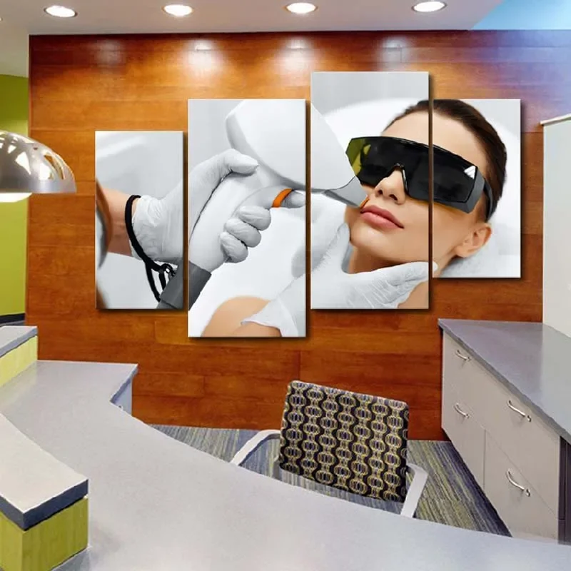 Unframe 4Pcs Facial Mask Spa Beauty Salon Massage Body Care Hair Removal Wall Art Canvas Posters Pictures Painting Home Decor