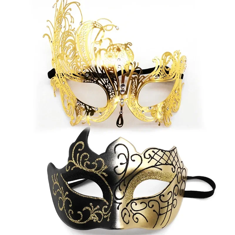 Masque de maquillage pour femmes et hommes, Rhde carnaval, princesse, œil noir, métal, fer, diamant, sexy