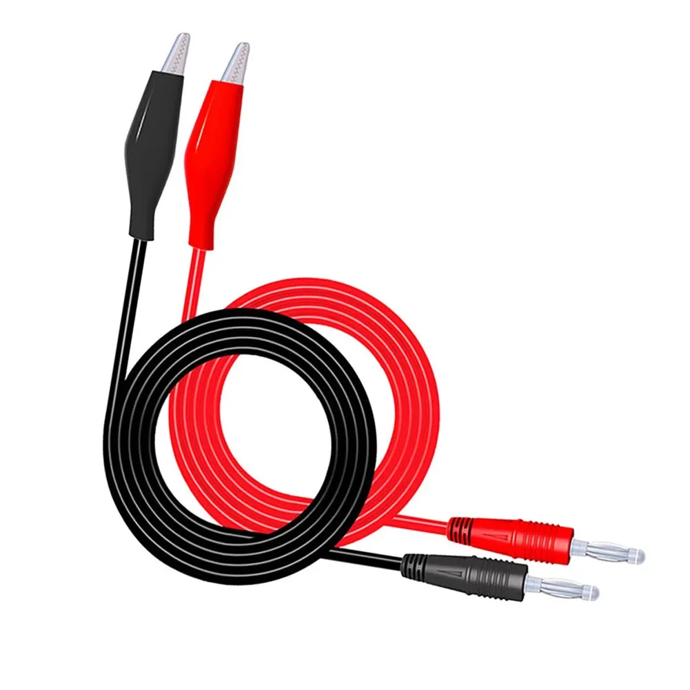 

2pcs Banana Connector-crocodile Clip Test Leads Copper Soft Flexible Cable Set For Electrical Electronic Applications