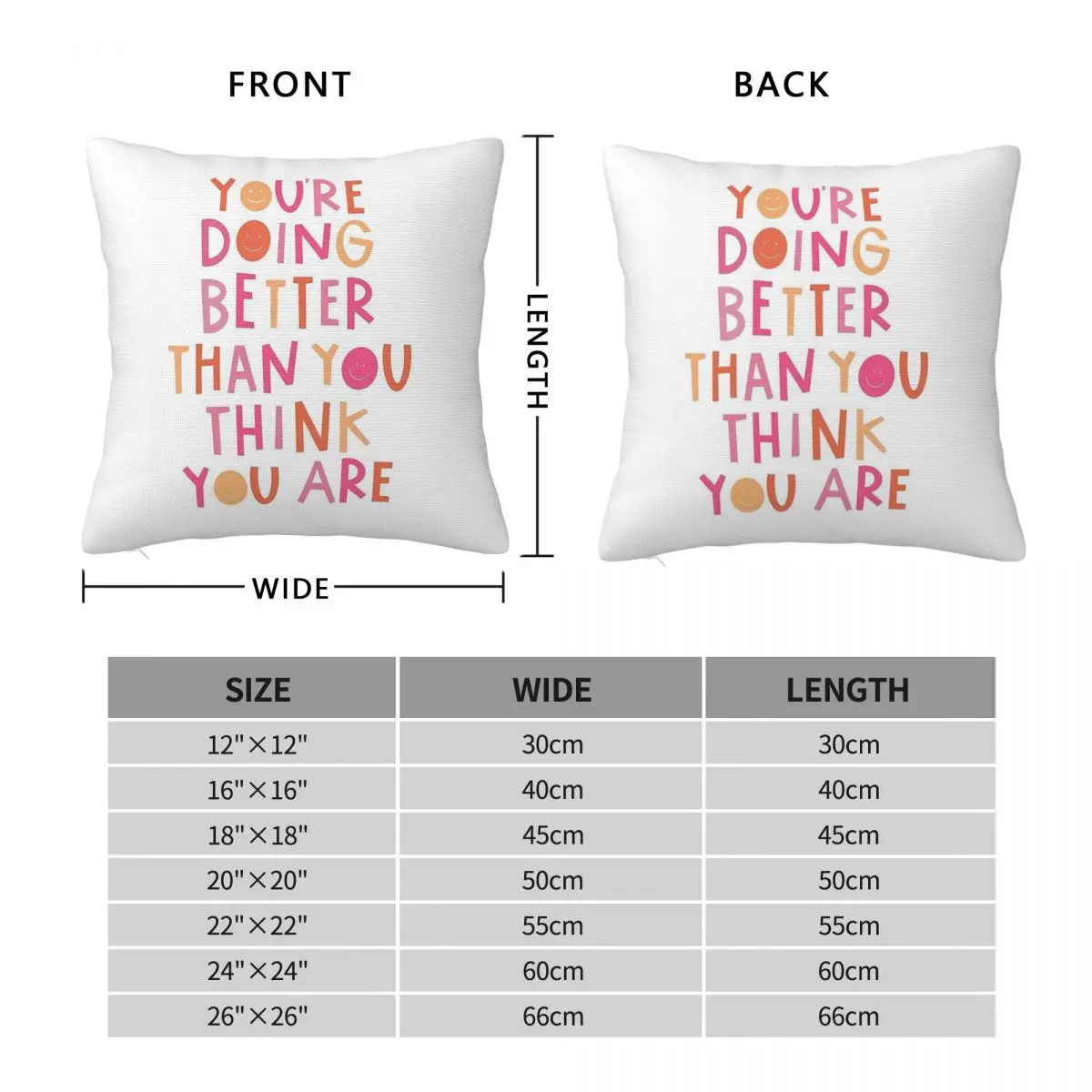 You're Doing Better Than You Think Square Pillowcase Polyester Linen Velvet Creative Throw Pillow Case Home Cushion Cover 18