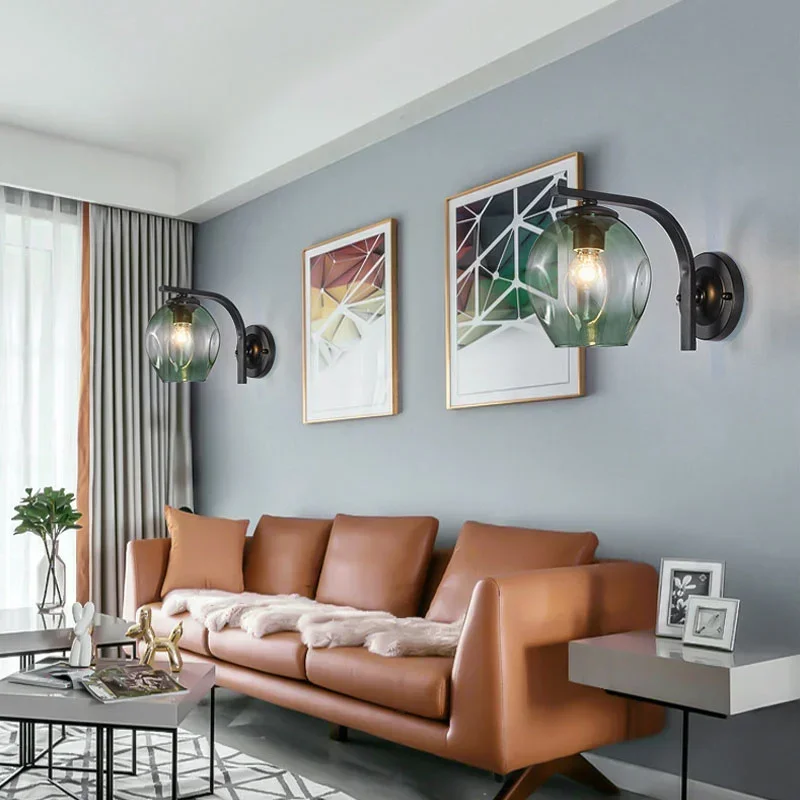 

Modern Gradient Glass Wall Lamp, Bedroom Bedside Lamps, LED Restaurant Decoration, Home Decor, Mirror Chabdelier, E27