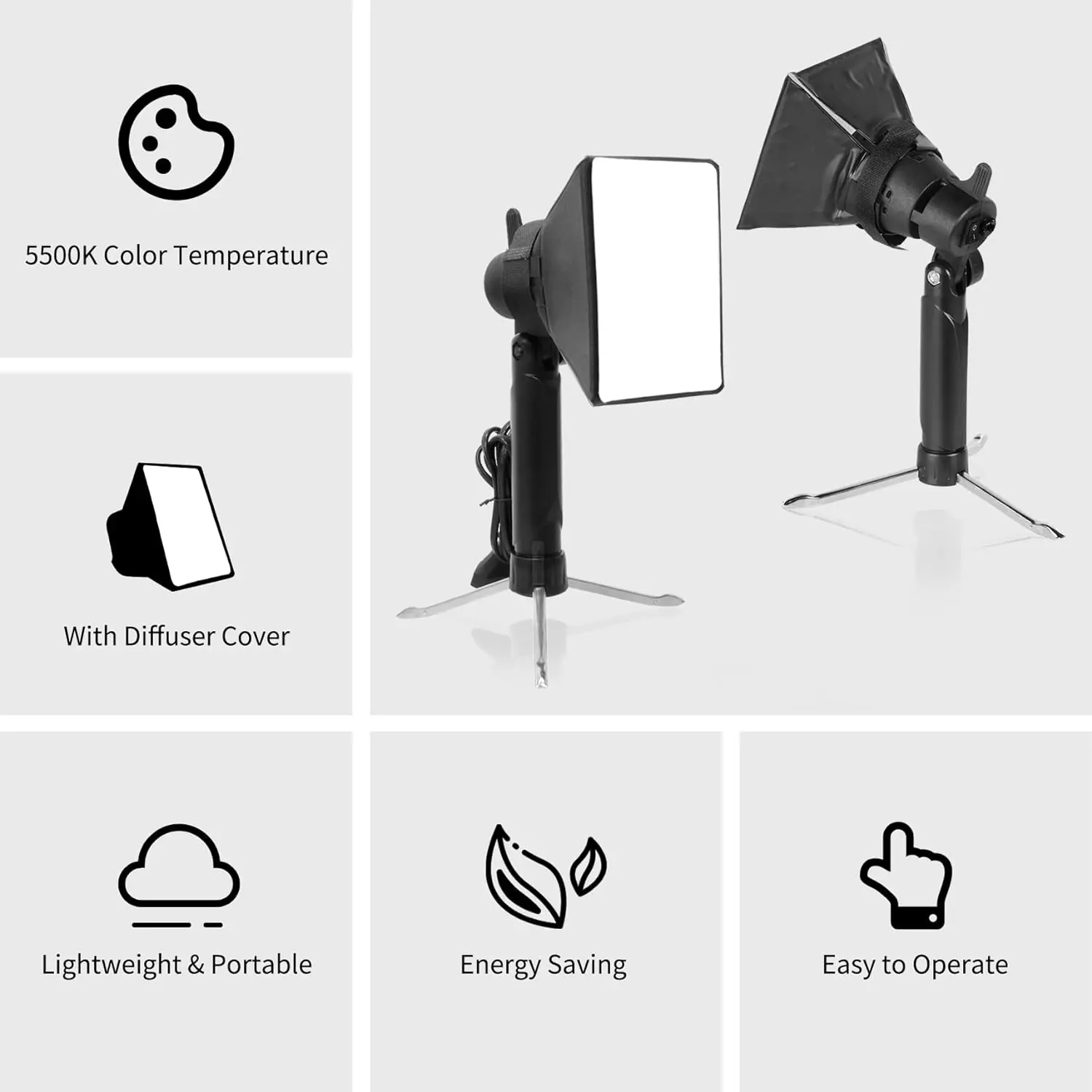 Selens Mini Softbox Photography Lighting Kit Collapsible LED Lamp Diffuser for Video Tabletop Studio Product Shooting Accessory